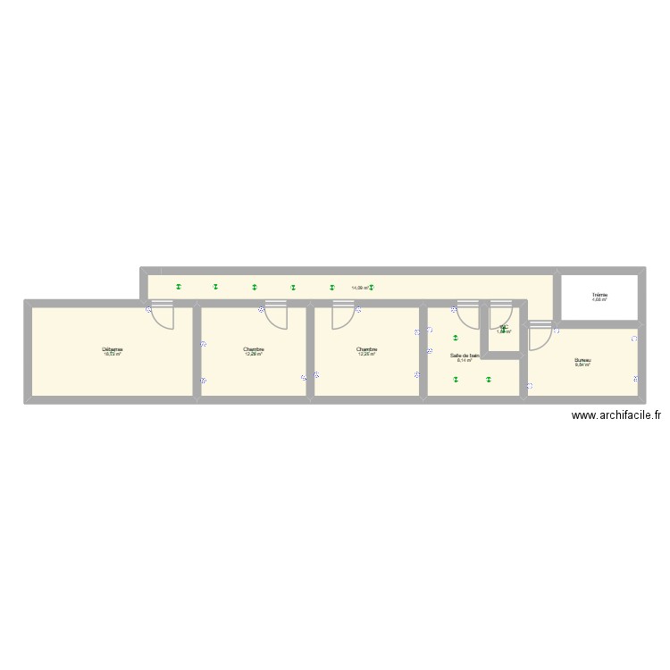 1222. Plan de 8 pièces et 82 m2