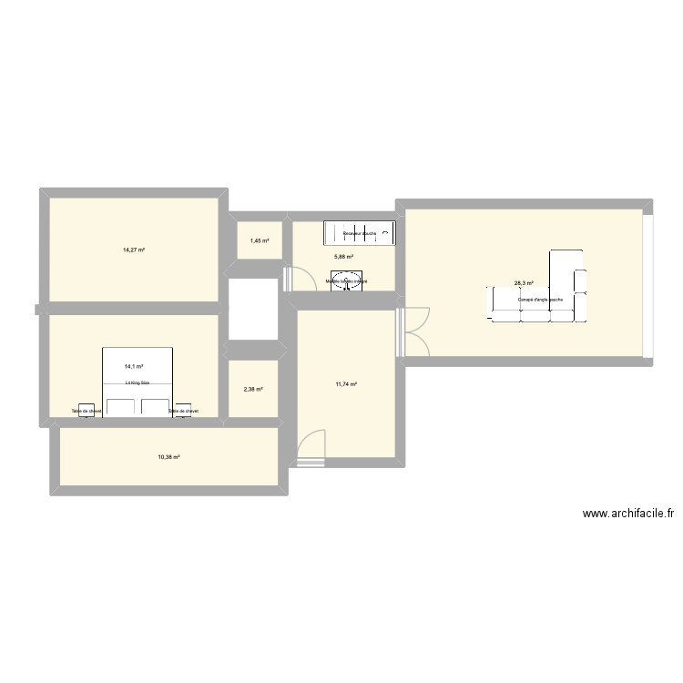 Plan interrupteur. Plan de 8 pièces et 88 m2