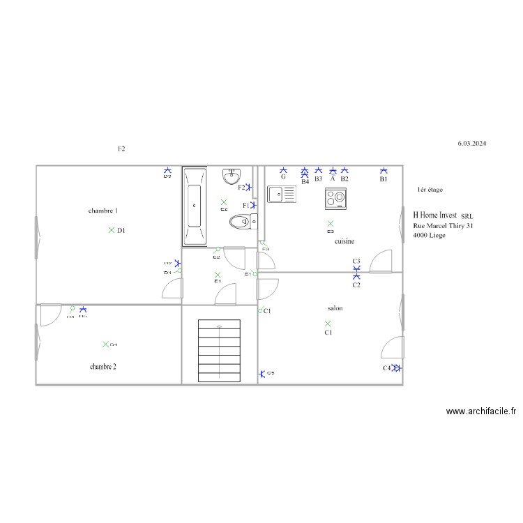 marsel 1etage  11. Plan de 9 pièces et 60 m2