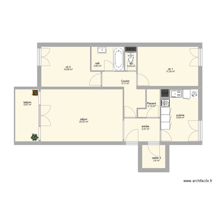 AVIC  CEDRE. Plan de 13 pièces et 75 m2