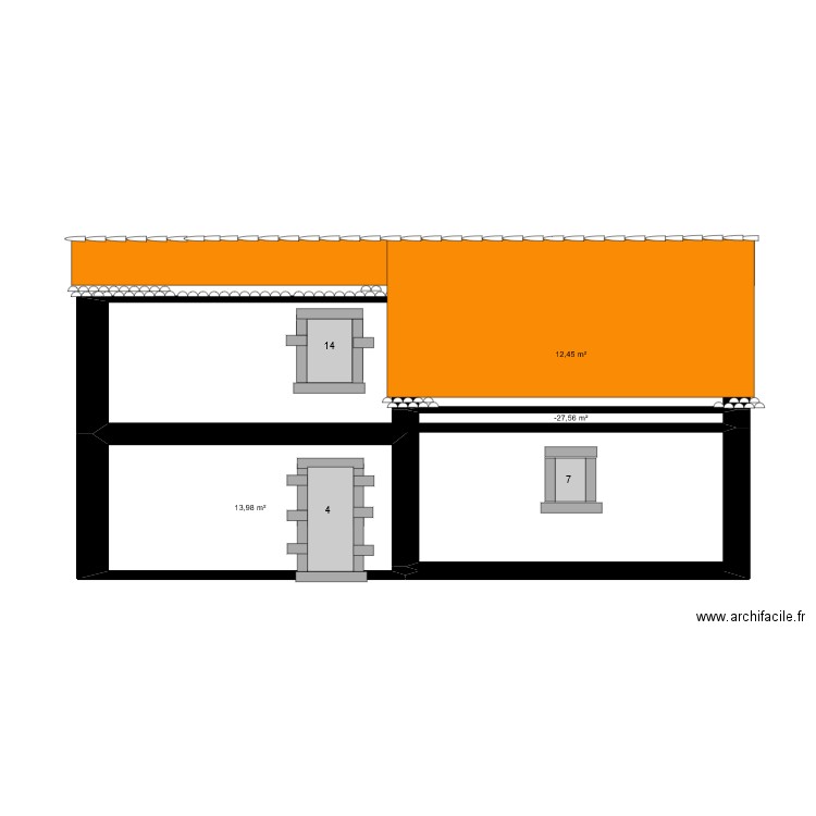 BERGERIE FACADES NORD. Plan de 3 pièces et 28 m2