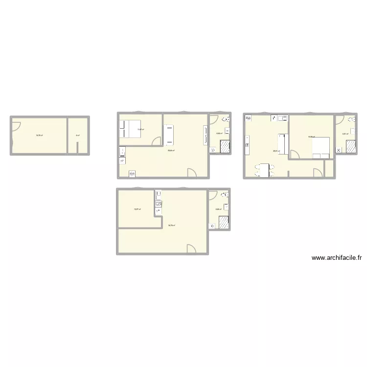 Cand&eacute;. Plan de 11  et 183 m²