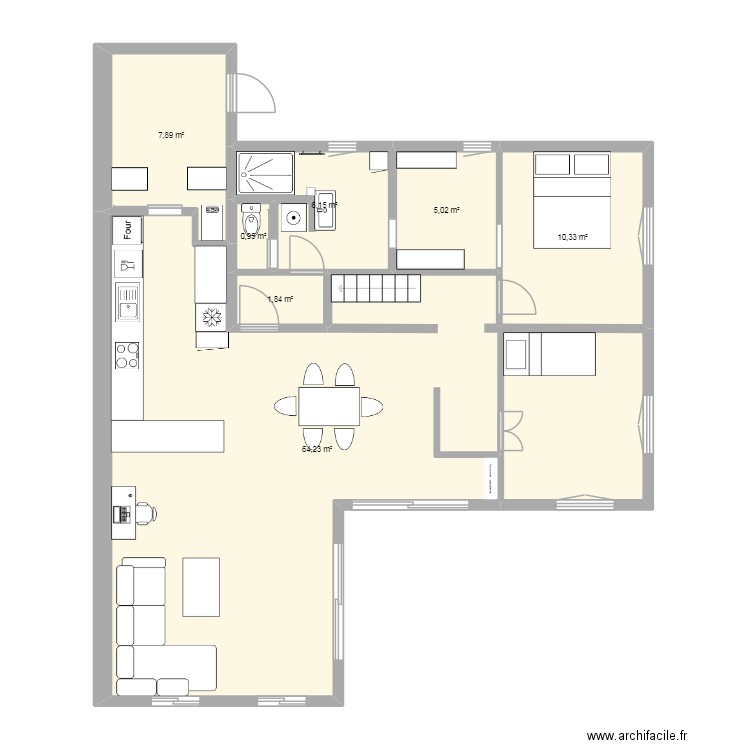maison2. Plan de 7 pièces et 96 m2
