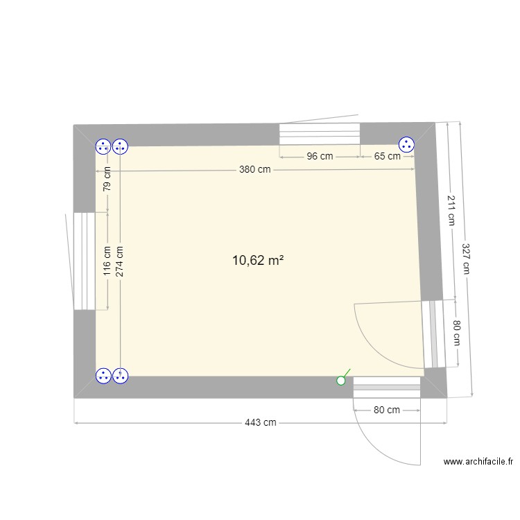 atelier intérieur. Plan de 1 pièce et 11 m2