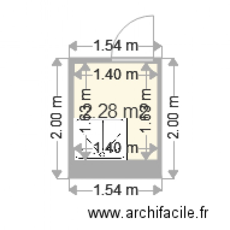 Salle de bains. Plan de 1 pièce et 2 m2