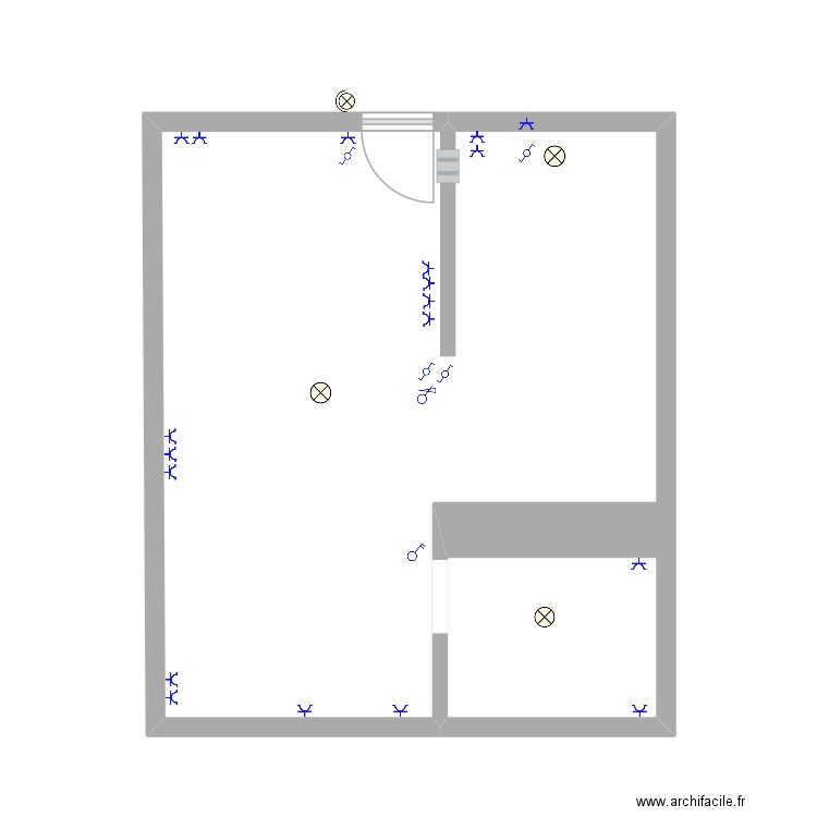 élec. Plan de 1 pièce et 34 m2