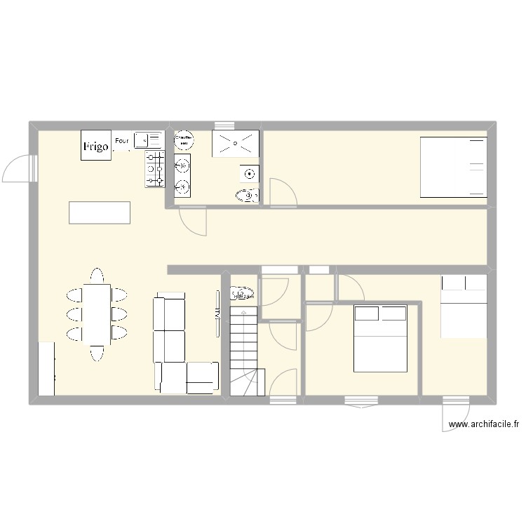 Coulazou RDC V1. Plan de 8 pièces et 98 m2