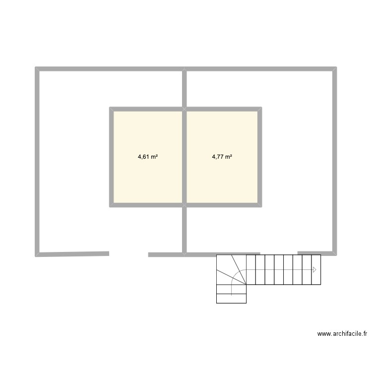 1 palier. Plan de 2 pièces et 9 m2