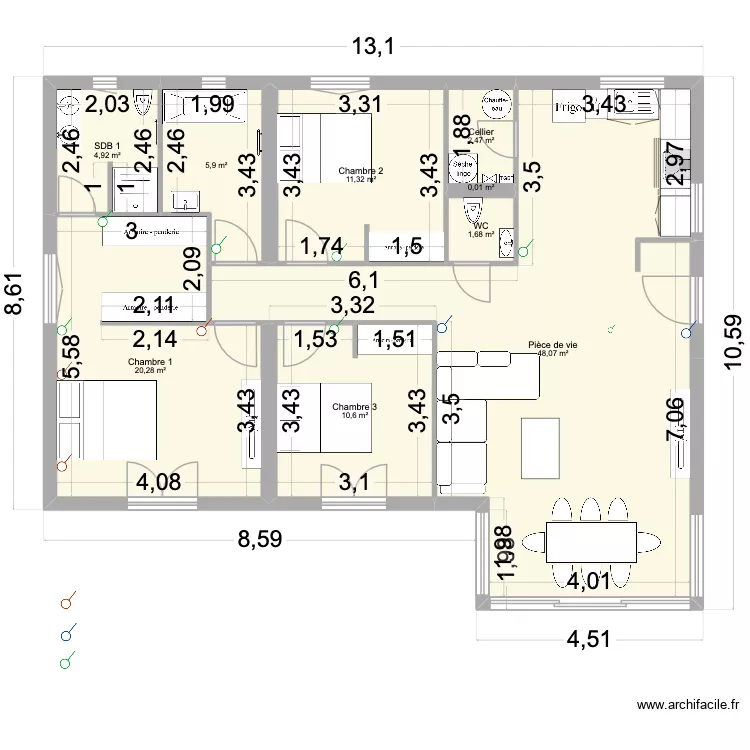 LA GRANGE. Plan de 9  et 105 m²