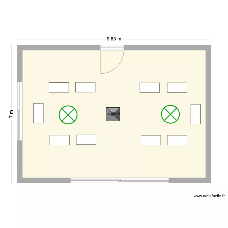 Plafond salle-salon. Plan de 1 Pièce et 61 m²