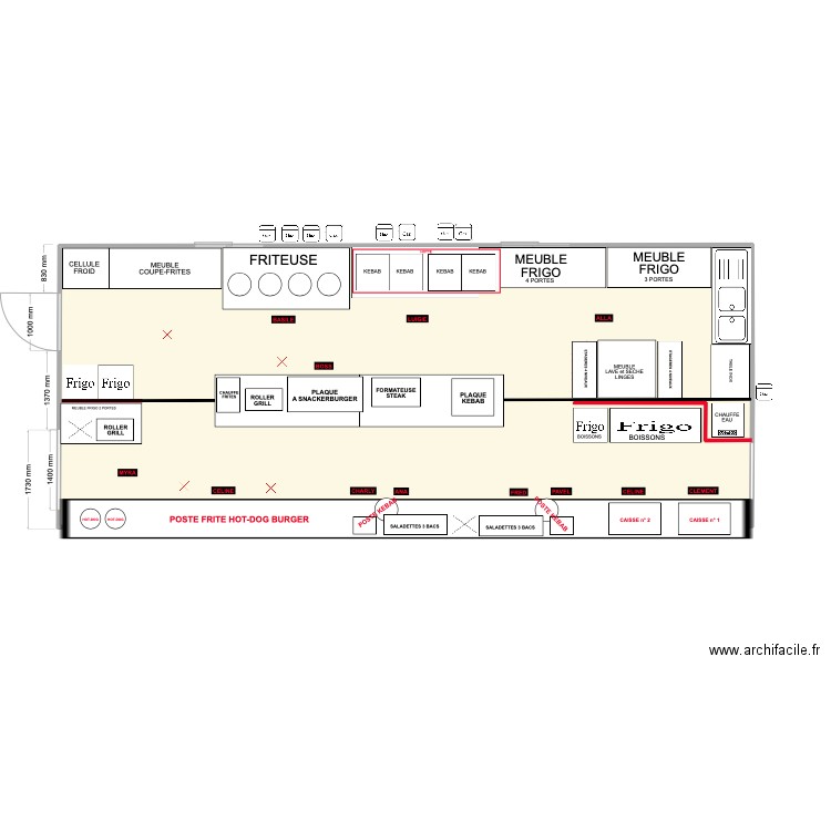 La boucherie perso. Plan de 1 pièce et 57 m2