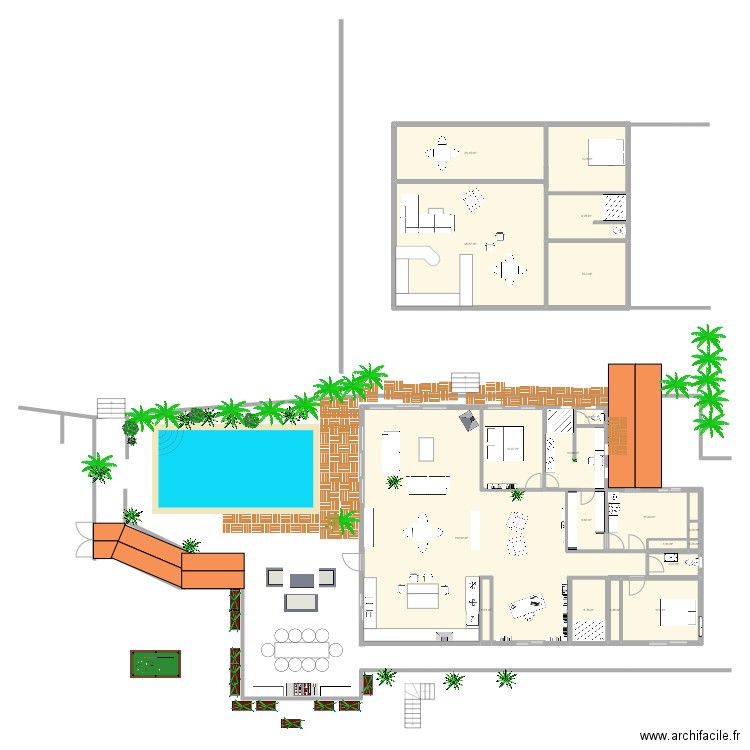 yahoue rdc 4. Plan de 19 pièces et 286 m2