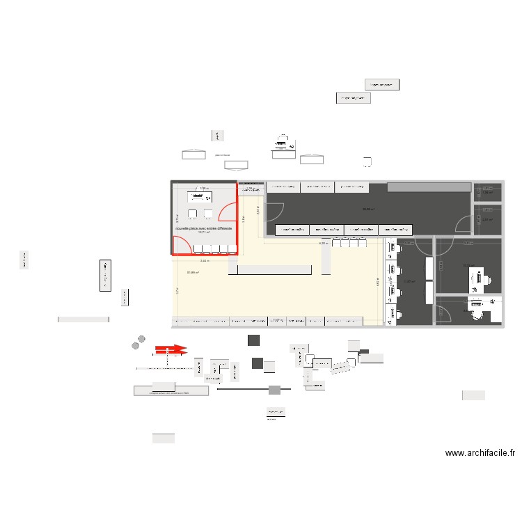PLAN boutique vxxxx. Plan de 8 pièces et 126 m2