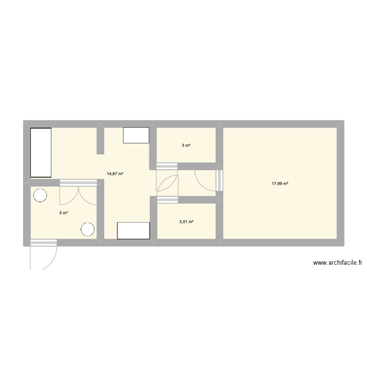 plan fromagerie conteneur. Plan de 5 pièces et 44 m2