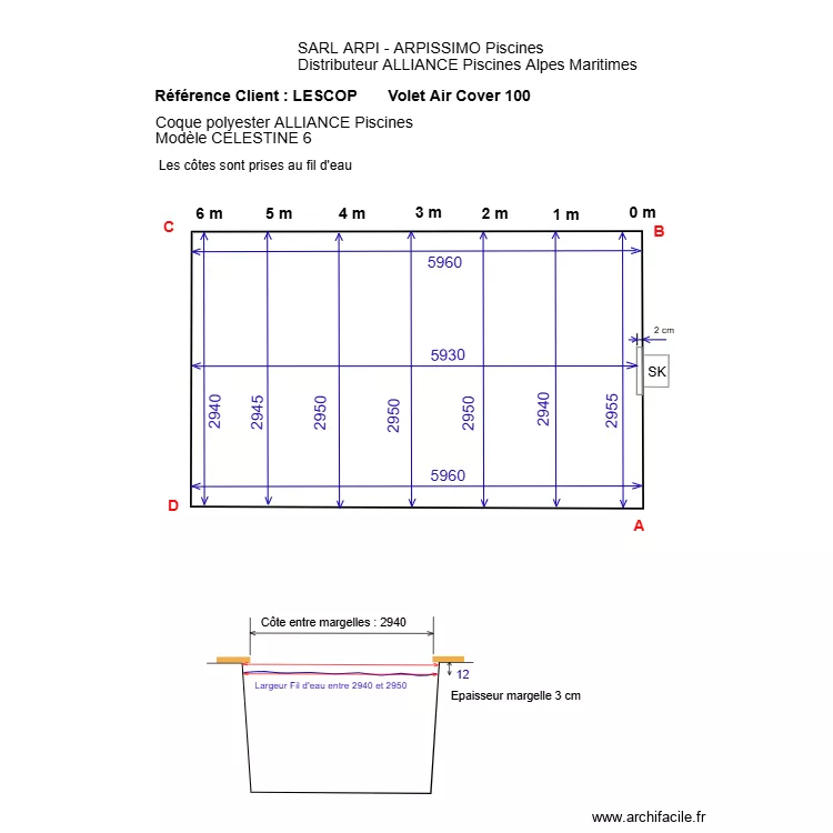 volet piscine LESCOP. Plan de 