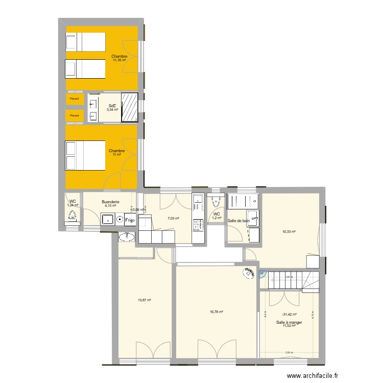 Saint-Brévin - Extension V3. Plan de 14 pièces et 107 m2