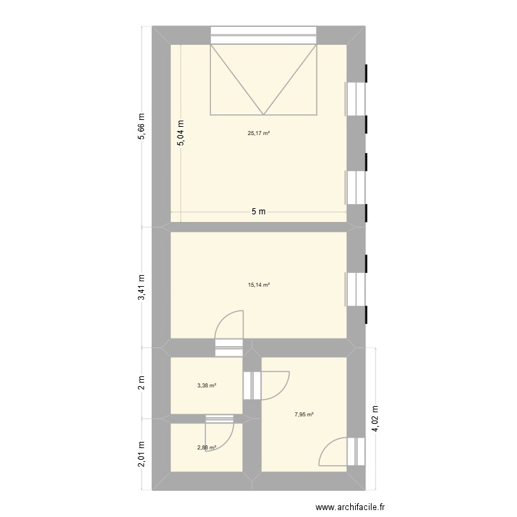 projet projeté. Plan de 5 pièces et 55 m2
