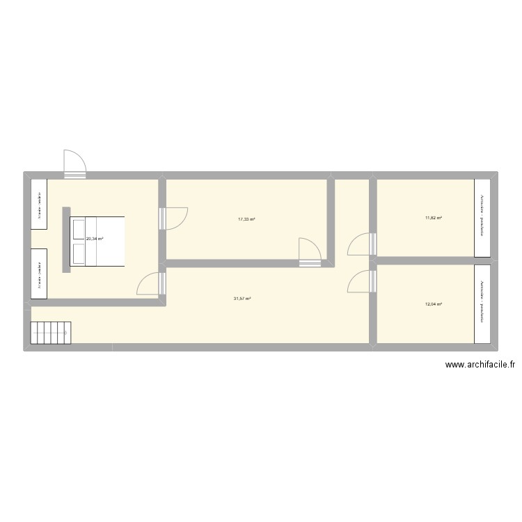 Vézénobres chambre en haut. Plan de 5 pièces et 93 m2