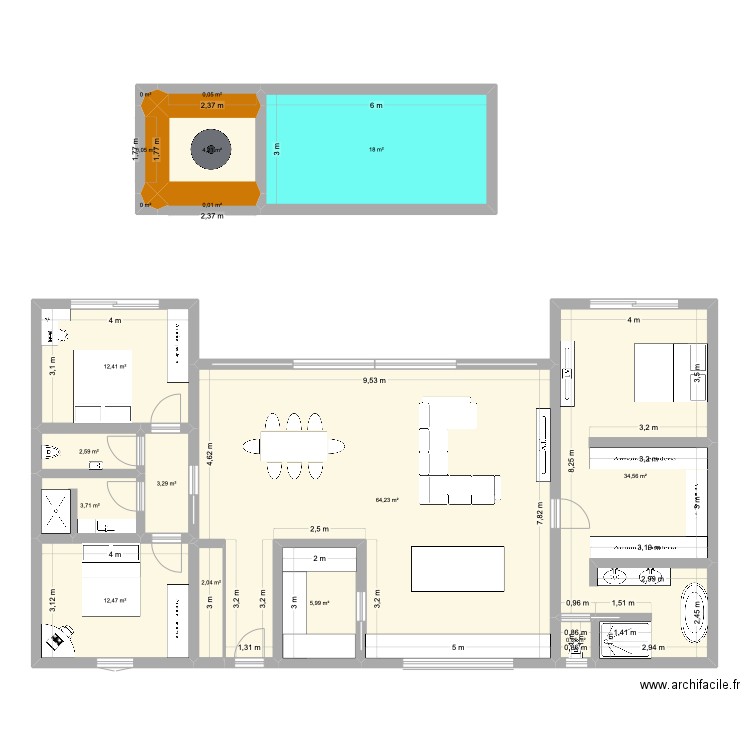 nouveau plan behome. Plan de 17 pièces et 164 m2
