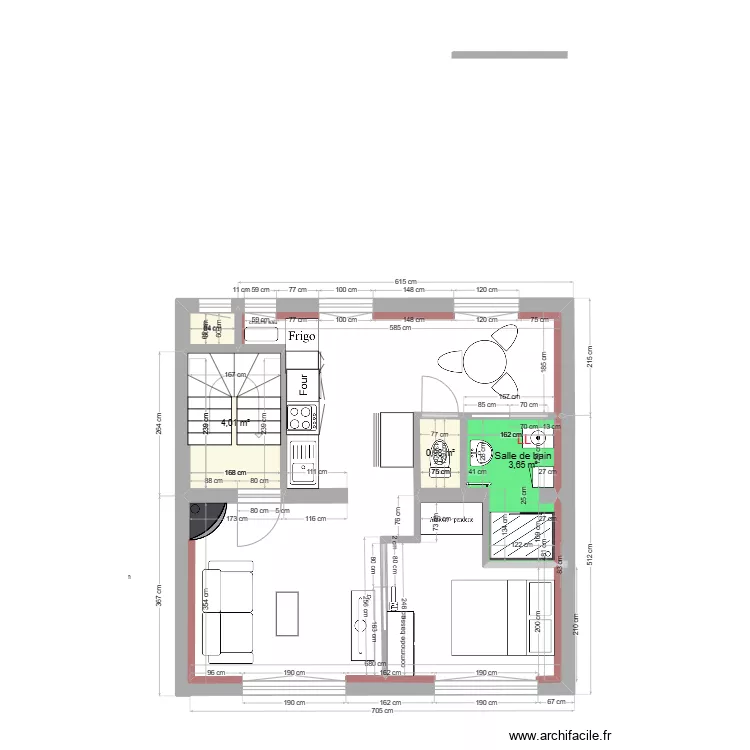 immeuble1 1er Projet 1a 2pi&egrave;ces. Plan de 