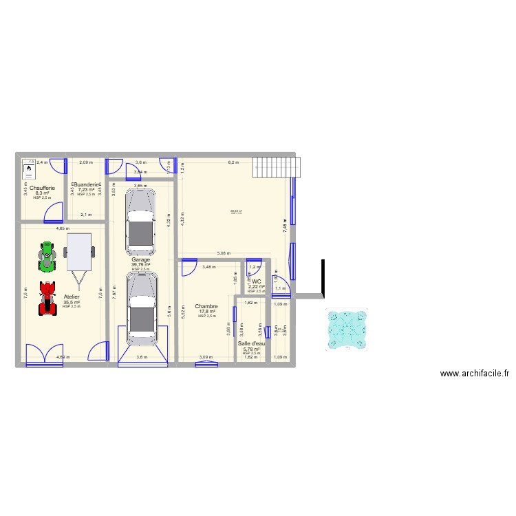 Maison 2. Plan de 9 pièces et 157 m2