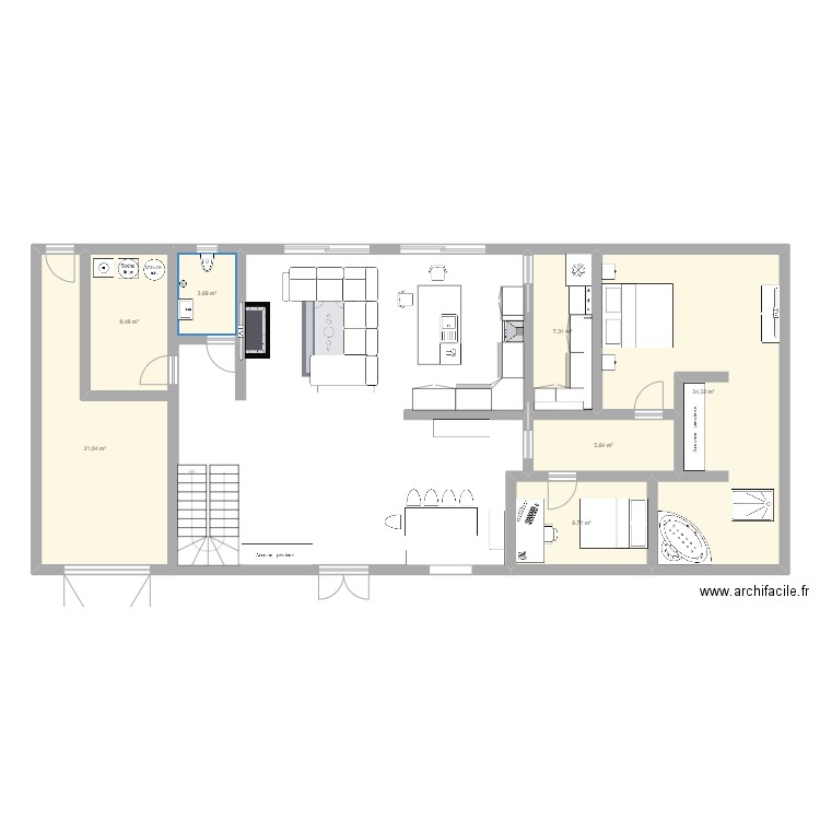 Maison Marie PB. Plan de 7 pièces et 89 m2