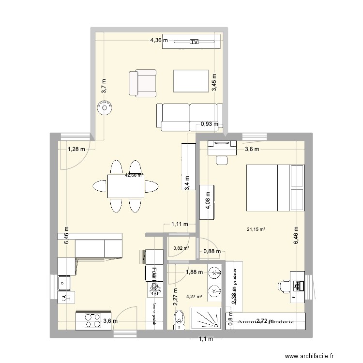kerma2. Plan de 4 pièces et 69 m2