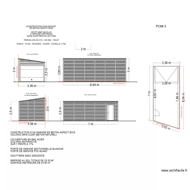 PCMI 5 NICOLAS. Plan de 1 pièce et 24 m²