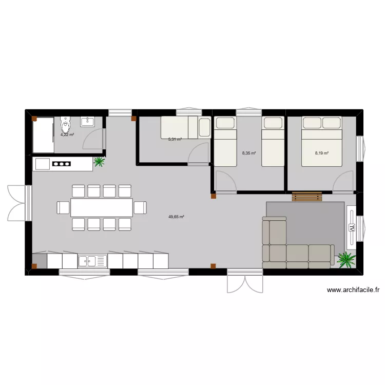 Nani farm. Plan de 5  et 76 m²