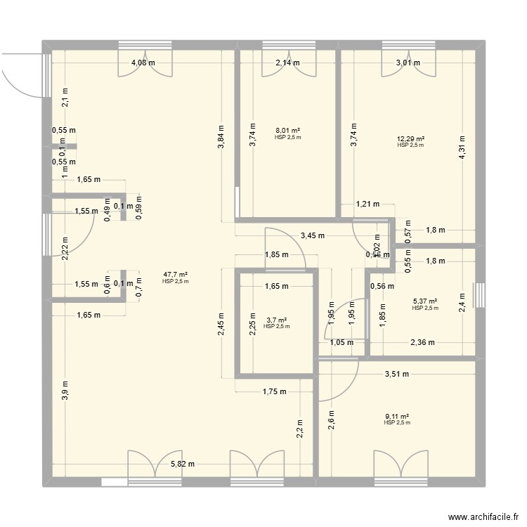 Compère Guilleri REGINE 6. Plan de 6 pièces et 86 m2