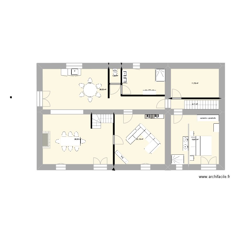 maison. Plan de 7 pièces et 127 m2