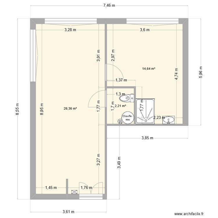 99 Bvd Sakakini. Plan de 3 pièces et 43 m2