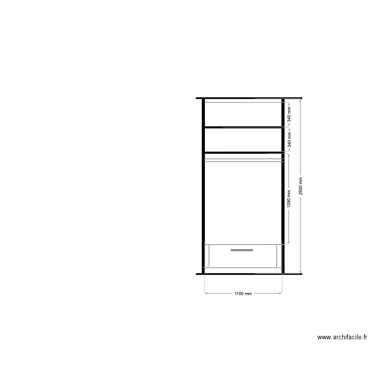 PENDERIE ENTREE. Plan de 1 pièce et 3 m2