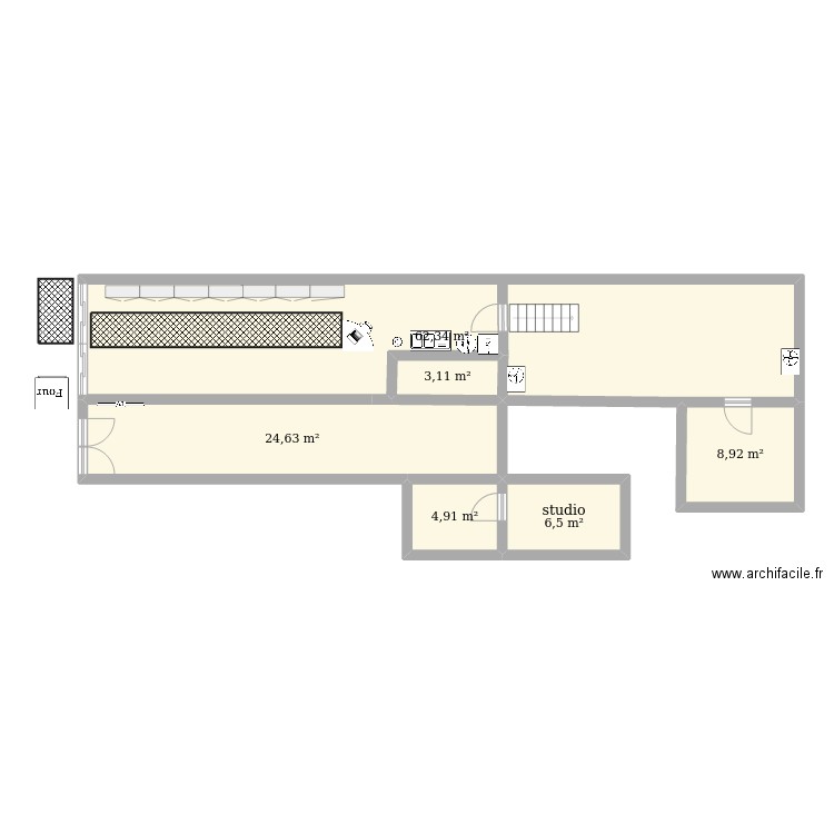 bouch. Plan de 6 pièces et 110 m2