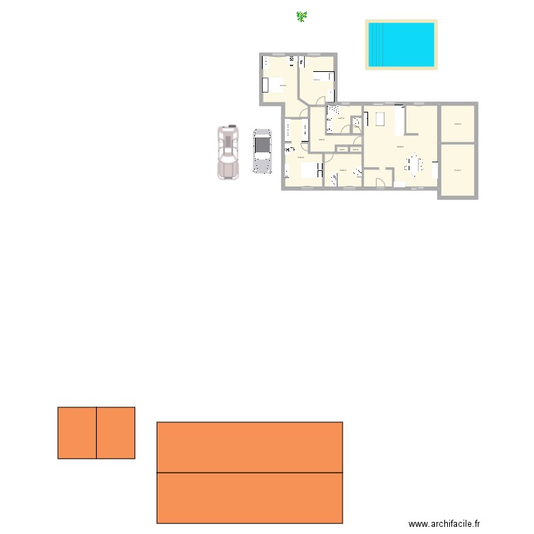 Maison. Plan de 12 pièces et 155 m2