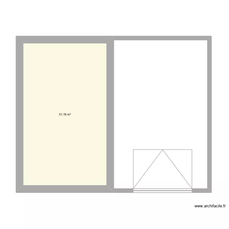 Maison. Plan de 1 pièce et 31 m²