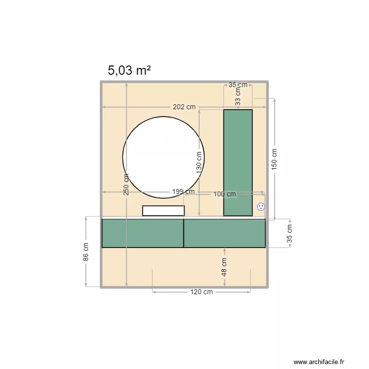 Plan meubles salle de bain N&deg;3. Plan de 