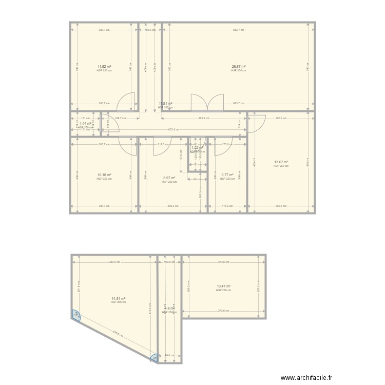 CROUZILLAC. Plan de 9 pièces et 91 m2