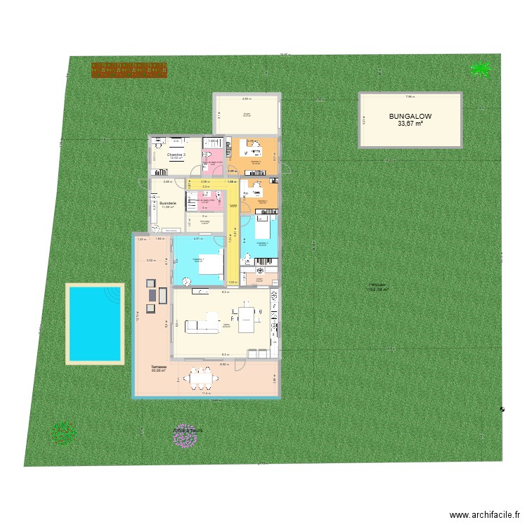 Maison 333. Plan de 15 pièces et 259 m2