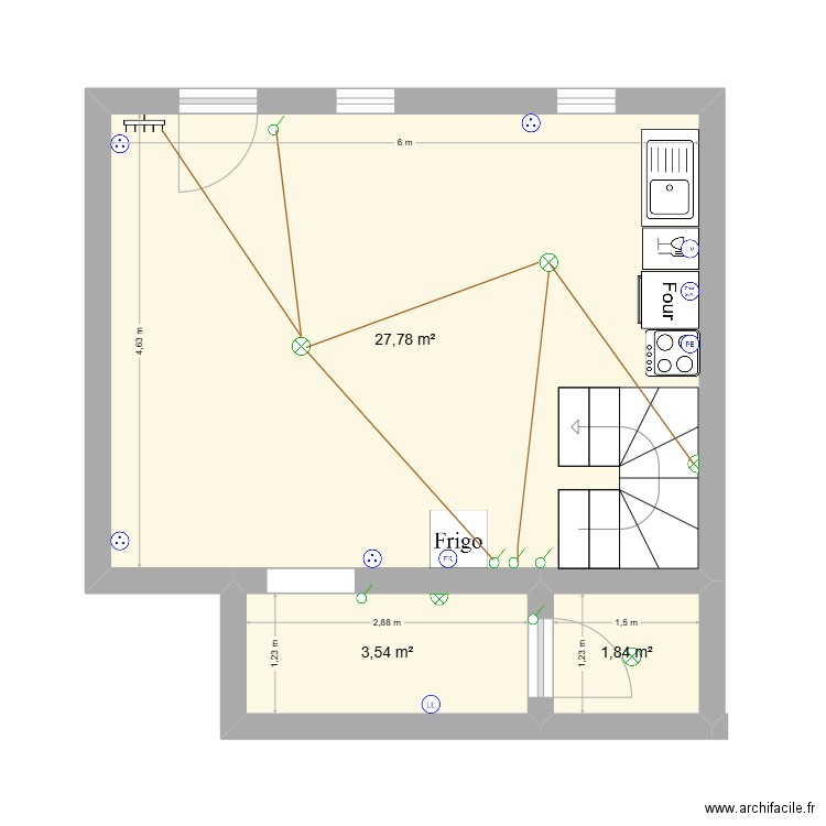 lambersart. Plan de 3 pièces et 33 m2