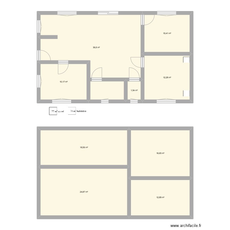 Plan BAS. Plan de 9 pièces et 144 m2