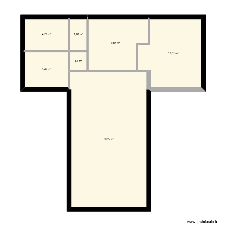 MAISON T. Plan de 7 pièces et 73 m2