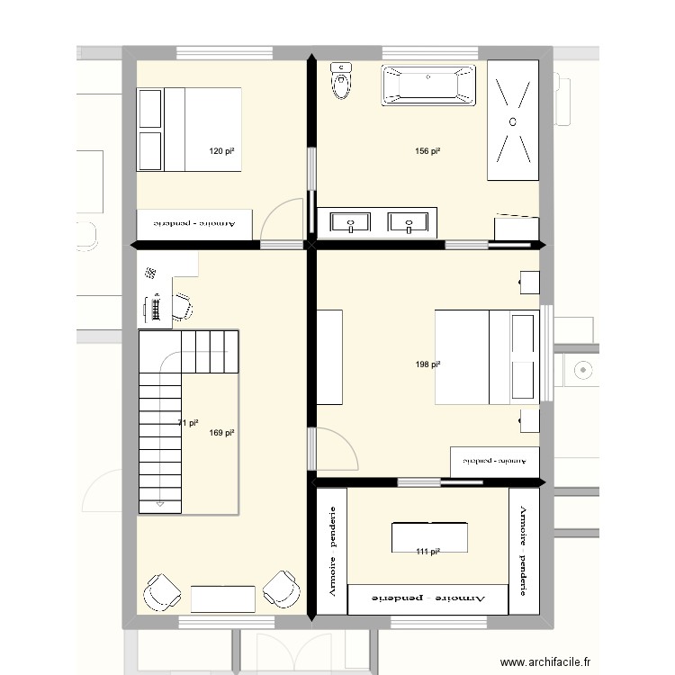 brouillon. Plan de 13 pièces et 250 m2