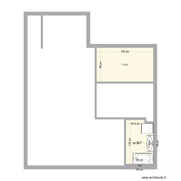 v2 618 muir. Plan de 3  et 17 m²
