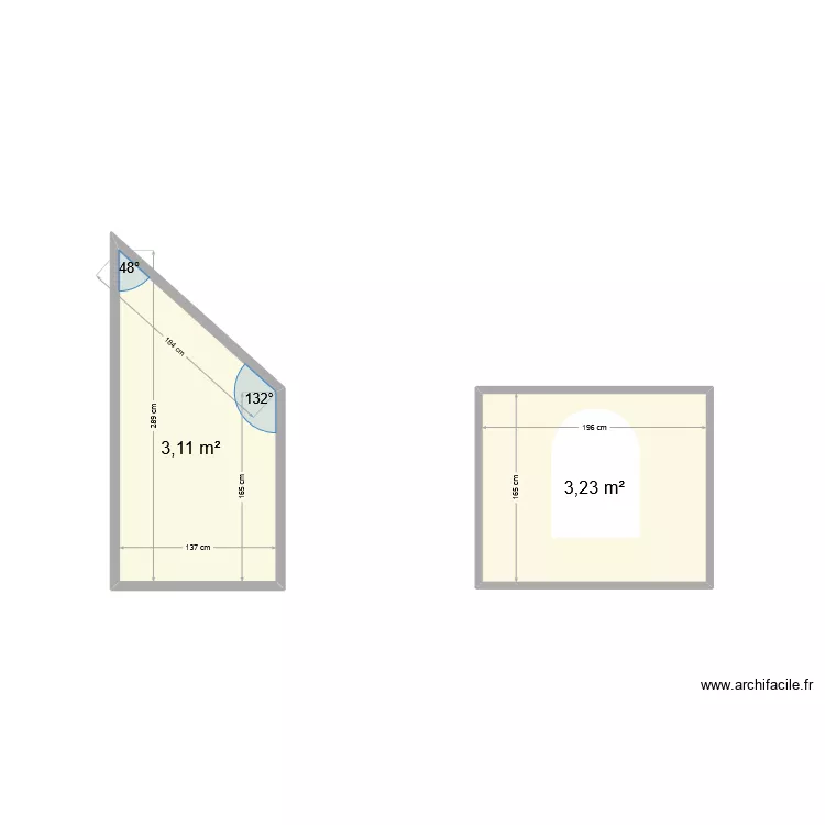 DEVIS VUE FACE. Plan de 2  et 6 m²