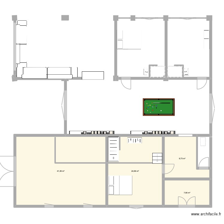 Chambre Pierre supplémentaire. Plan de 4 pièces et 84 m2