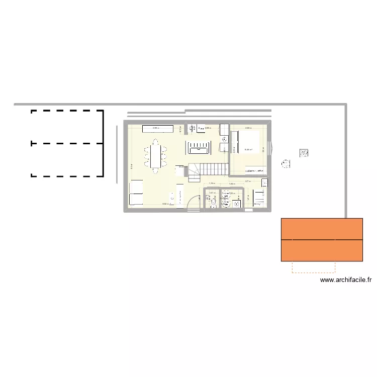 roye &eacute;tage. Plan de 3 pièces et 56 m²