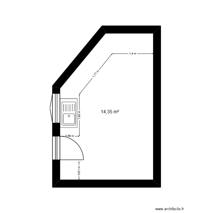 isa ste marie. Plan de 1 pièce et 14 m2