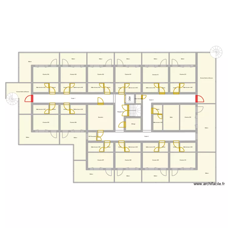 R-1a. Plan de 304  et 4327 m²