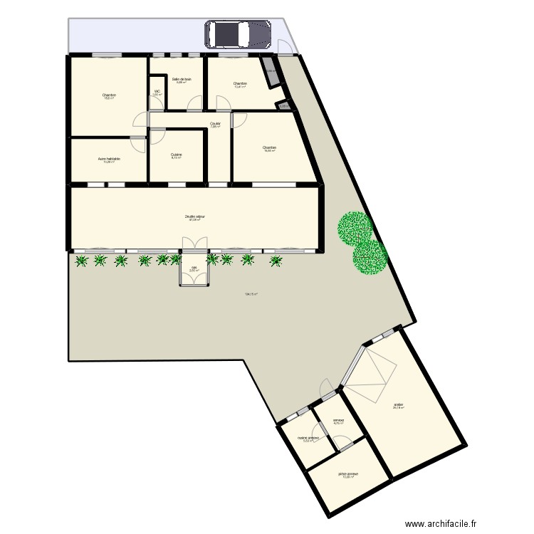 gide. Plan de 18 pièces et 338 m2